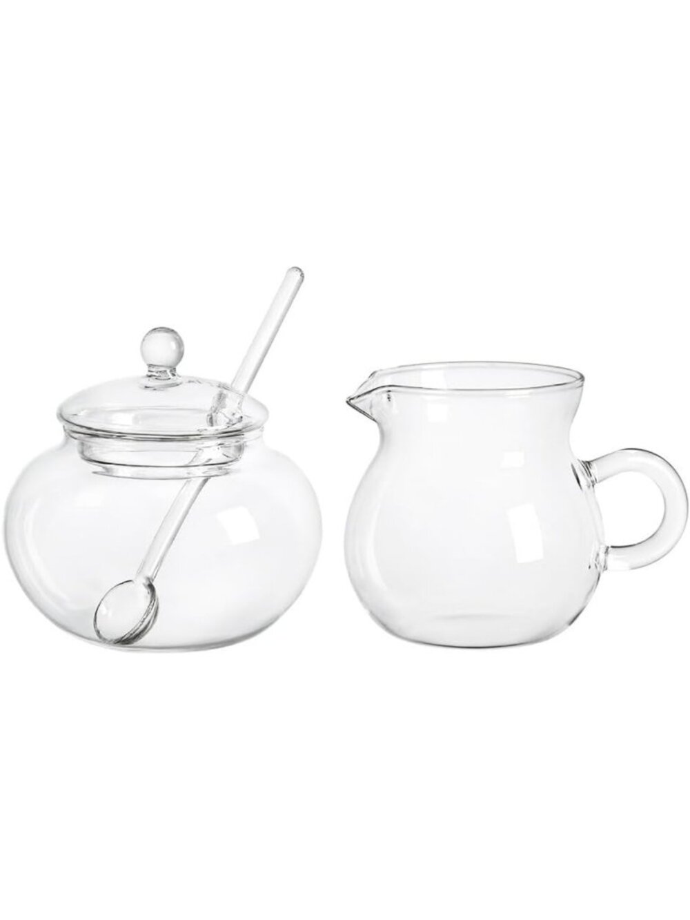 Elegant Glass Sugar and Creamer Set for Tea & Coffee - Perfect Serving Set